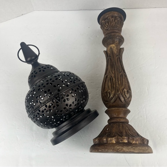Bohemian vibe 2-pc set of candle holder & lantern - Picture 5 of 12